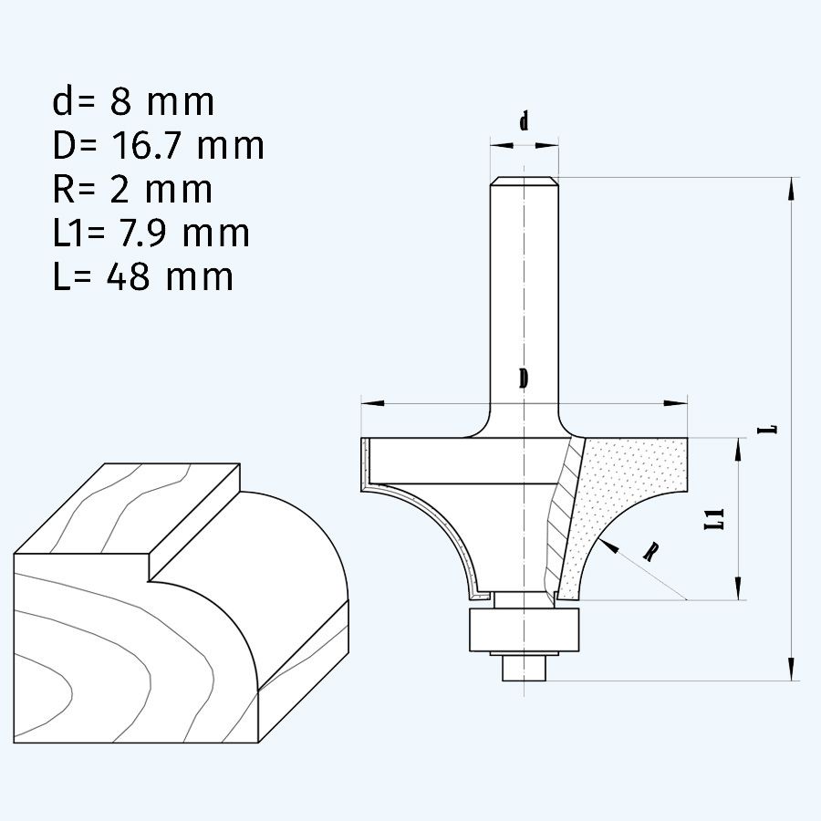 HM Abrundfräser R=2 mm