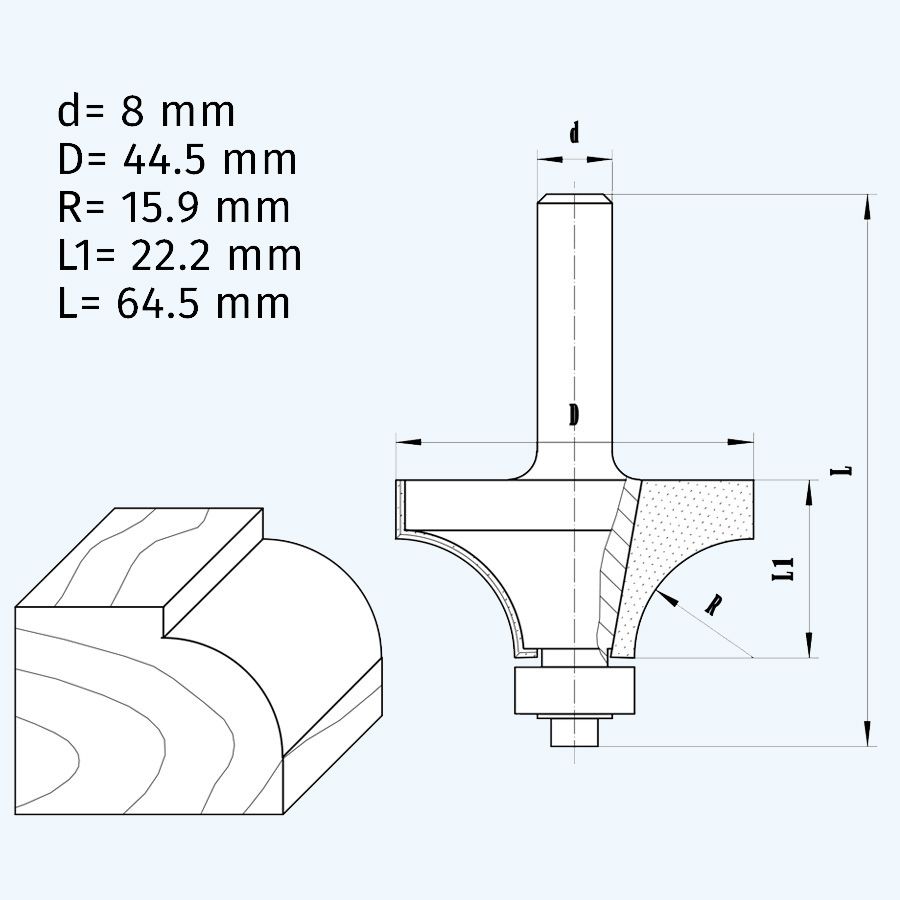 HM Abrundfräser R=15,9 mm