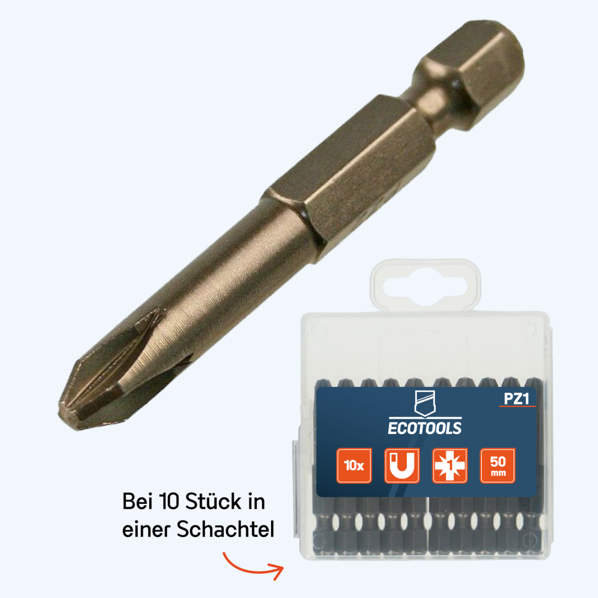 Verlängerter Pozidriv-Schraubbit Nr. 1 x 50 mm