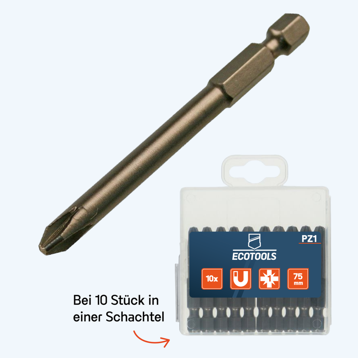 Verlängerter Pozidriv-Schraubbit Nr. 1 x 75 mm