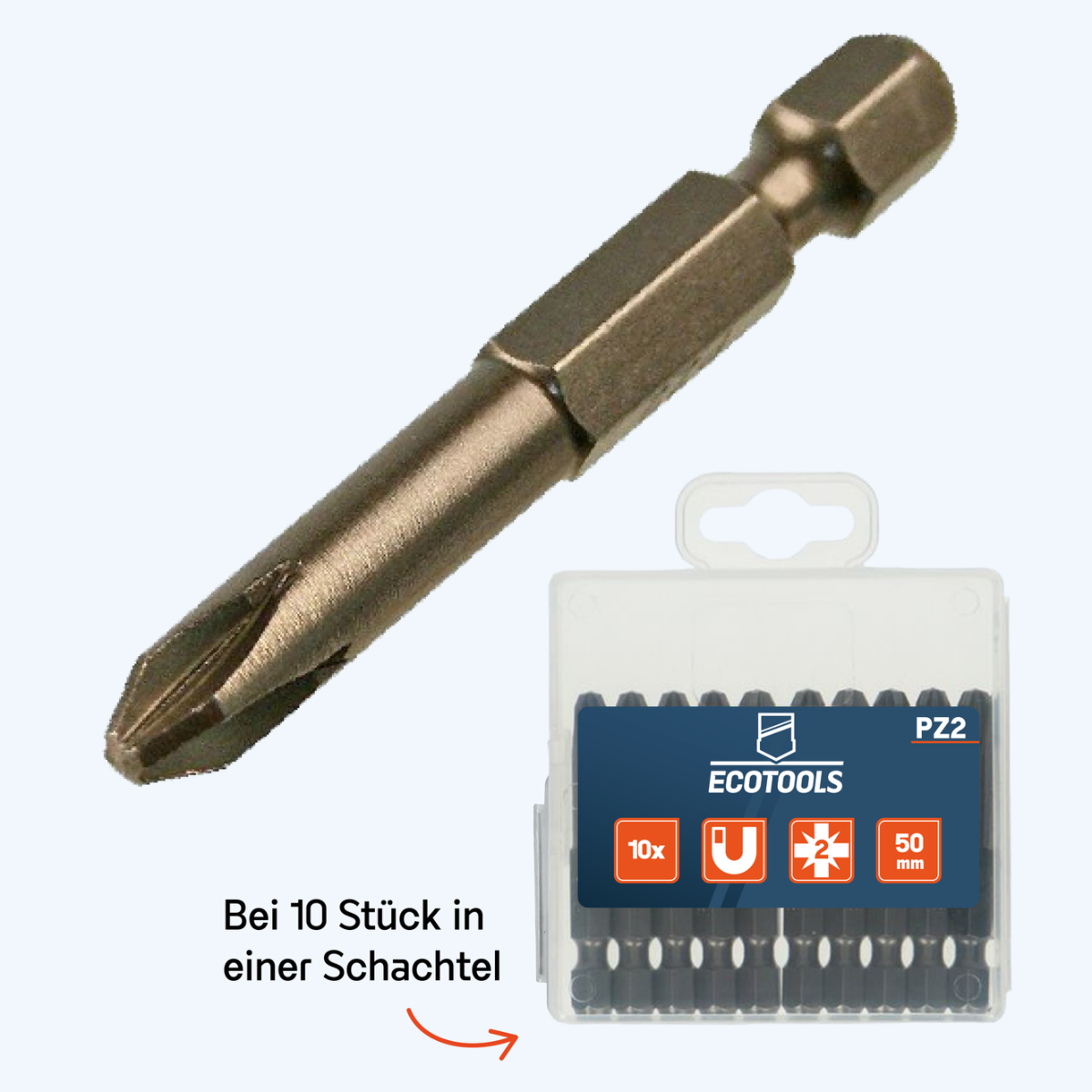 Verlängerter Pozidriv-Schraubbit Nr. 2 x 50 mm