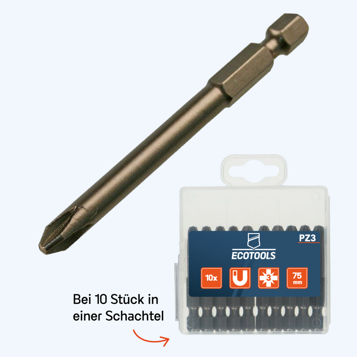 Verlängerter Pozidriv-Schraubbit Nr. 3 x 75 mm