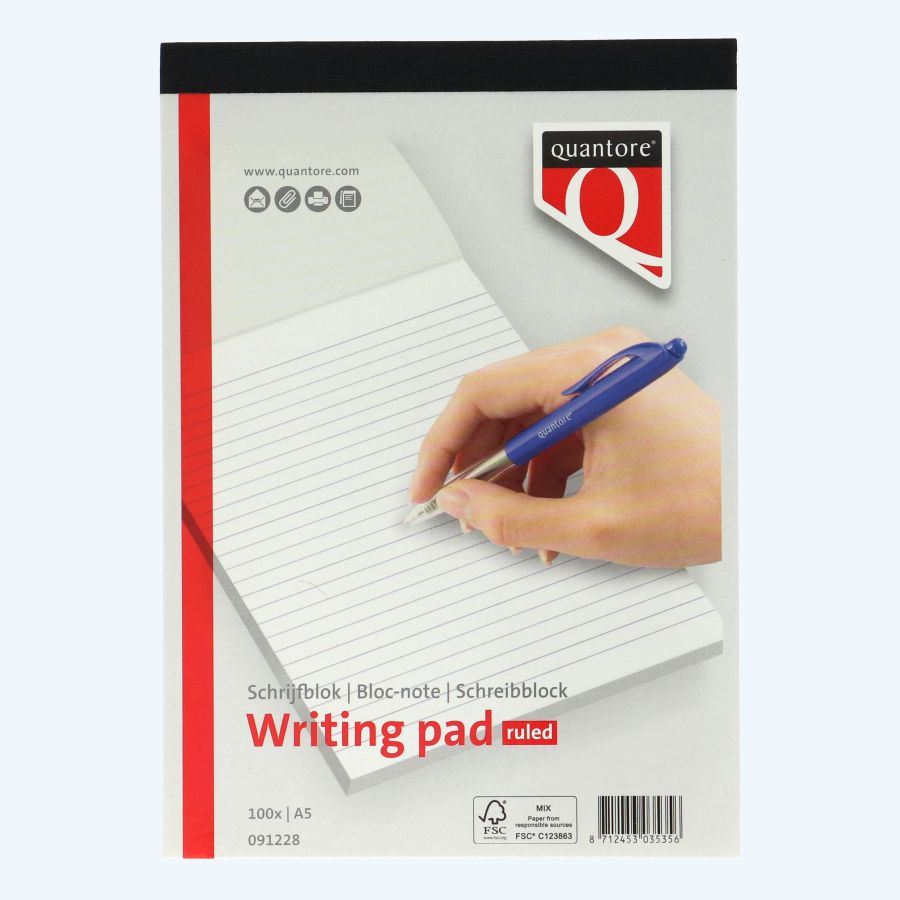 Schrijfblok gelinieerd A5 100 vel 