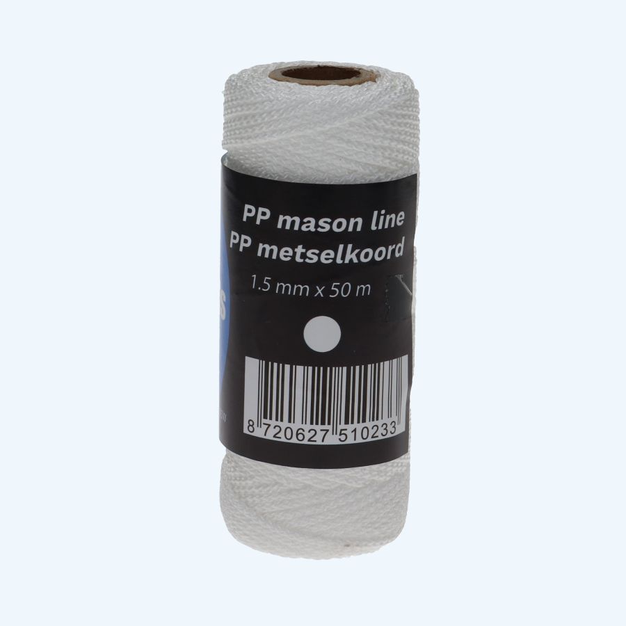 50 meter metselkoord polypropyleen 1,5 mm wit