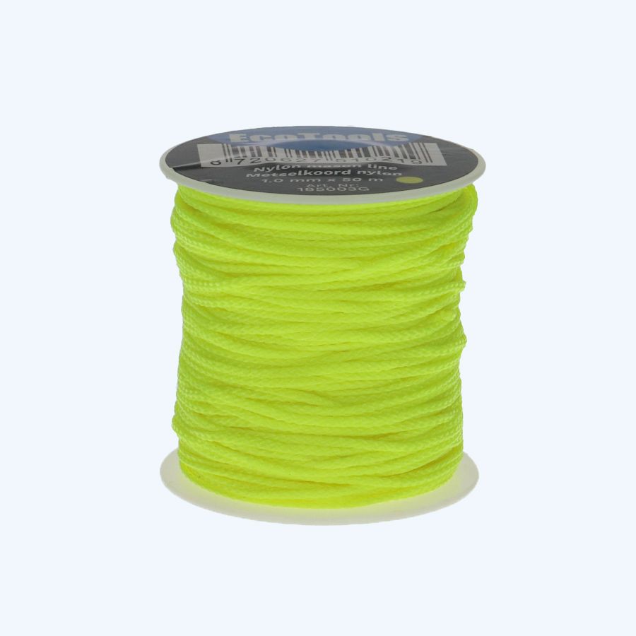 50 meter metselkoord nylon 1,0 mm geel op haspel