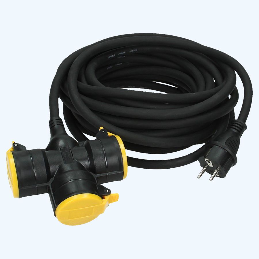 3-fach Verteilerblock 10 Meter 3x2,5 mm2 Neopren