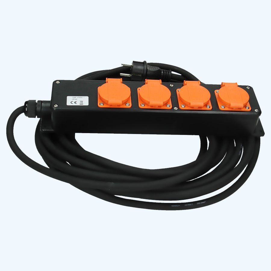 4-fach Verteilerblock 5 Meter 3x2,5 mm2 Neopren