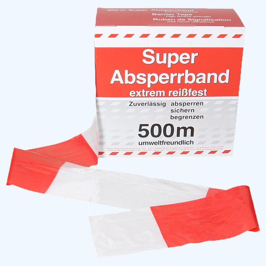 Absperrband rot/weiß 80 mm x 500 Meter