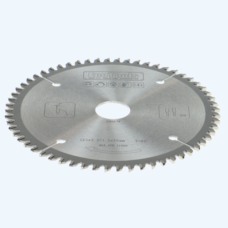 HM-zaagblad 125 x 20 mm T=60 (vlak-daktand)