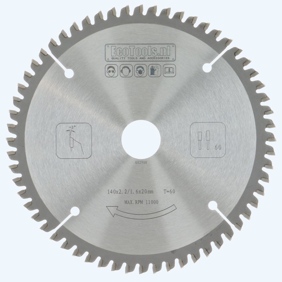 HM-zaagblad 140 x 20 mm T=60 (vlak-daktand)