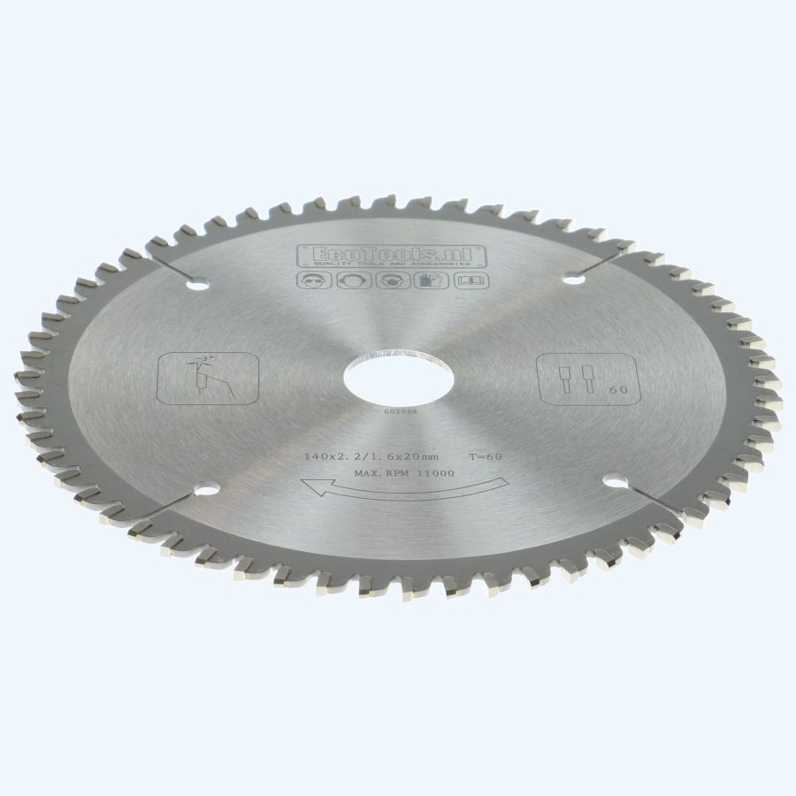 HM-zaagblad 140 x 20 mm T=60 (vlak-daktand)