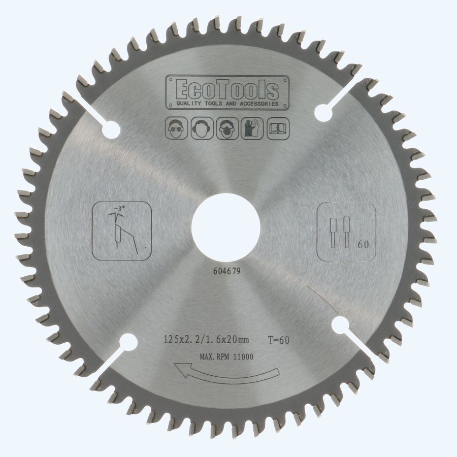 HM-zaagblad 125 x 20 mm T=60 (vlak-daktand)