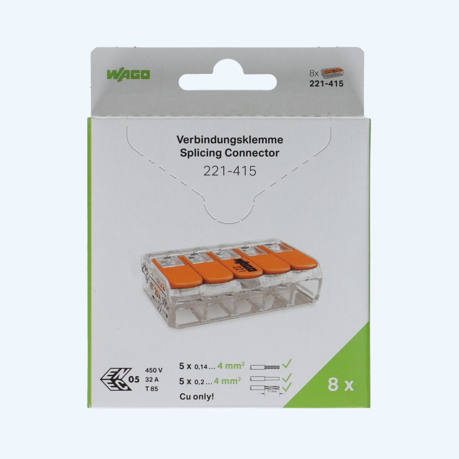WAGO 5V verbindingsklem 4mm² (8 stuks)
