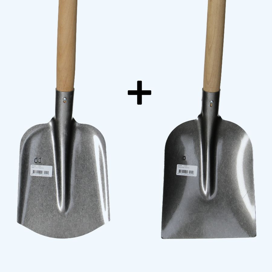 Zandschaufel und Betonschaufel gebogener Stiel 110 cm