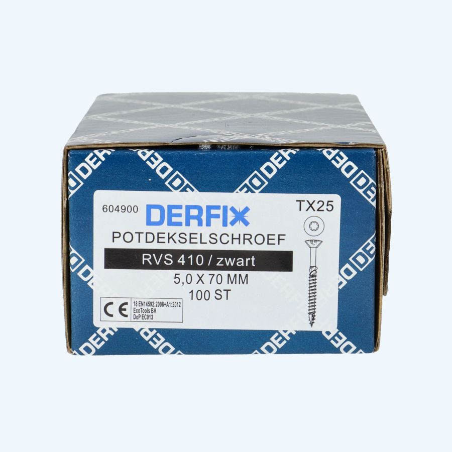100 stuks RVS 410 potdekselschroeven zwart 5,0 x 70 mm 100 stuks RVS 410 potdekselschroeven zwart 5,0 x 70 mm