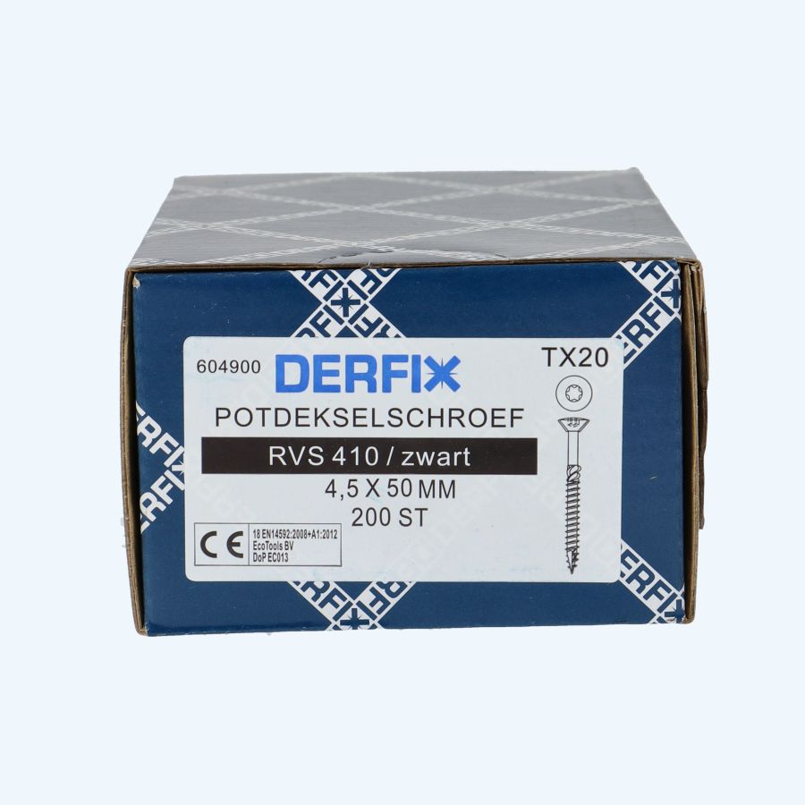 200 stuks RVS 410 potdekselschroeven zwart 4,5 x 50 mm 200 stuks RVS 410 potdekselschroeven zwart 4,5 x 50 mm