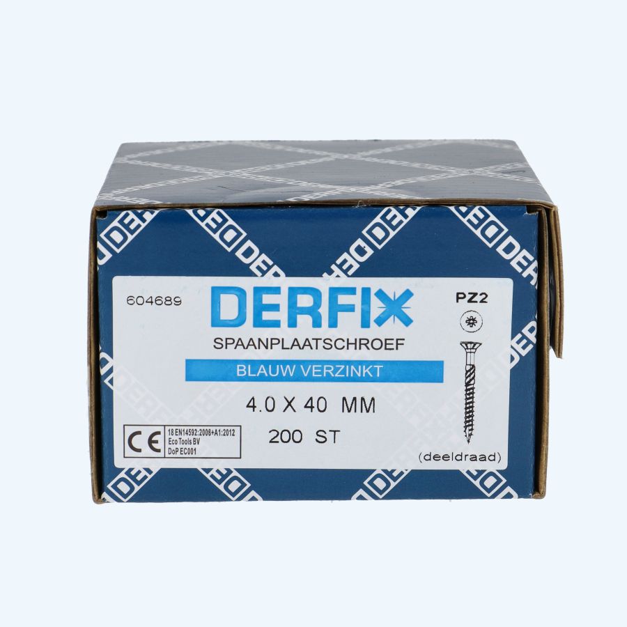 200 stuks spaanplaatschroef 4,0 x 40 mm / PZ2 / deeldraad 200 stuks spaanplaatschroef 4,0 x 40 mm / PZ2 / deeldraad
