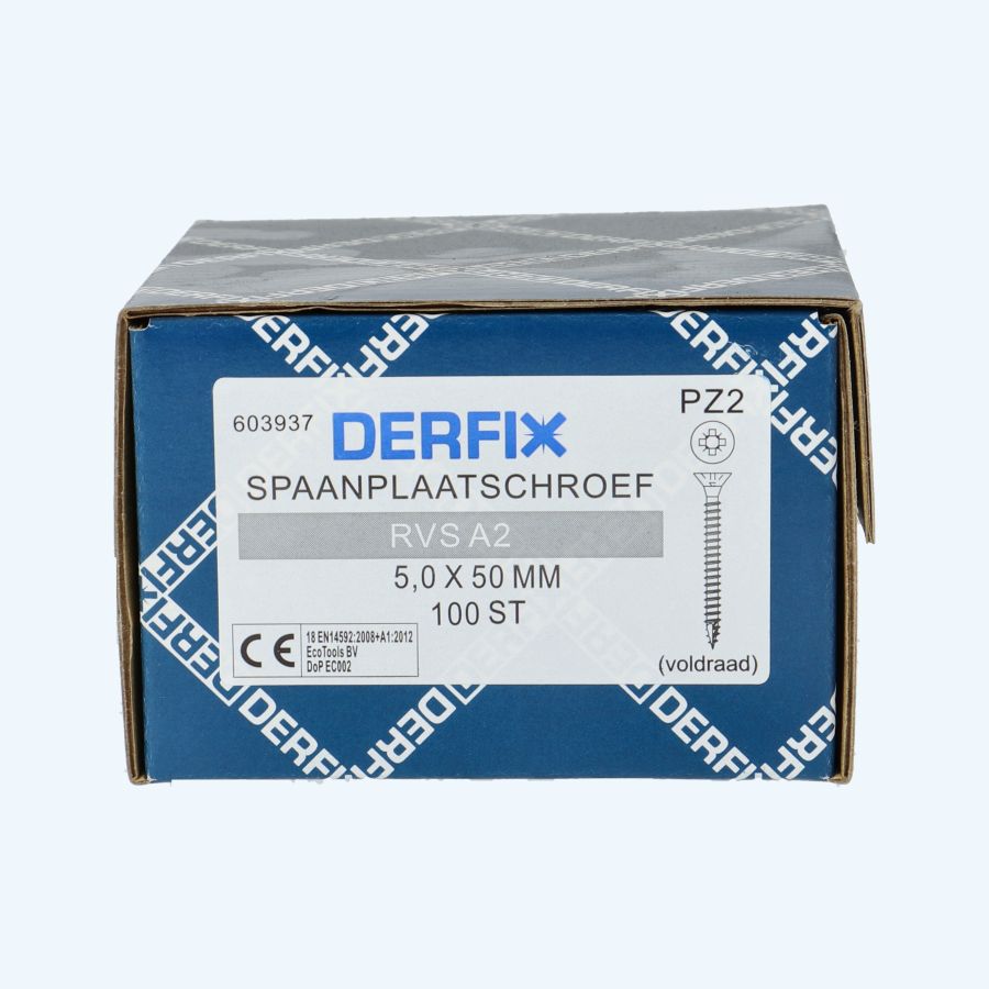 100 stuks RVS A2 spaanplaatschroeven 5,0 x 50 mm POZ 100 stuks RVS A2 spaanplaatschroeven 5,0 x 50 mm POZ
