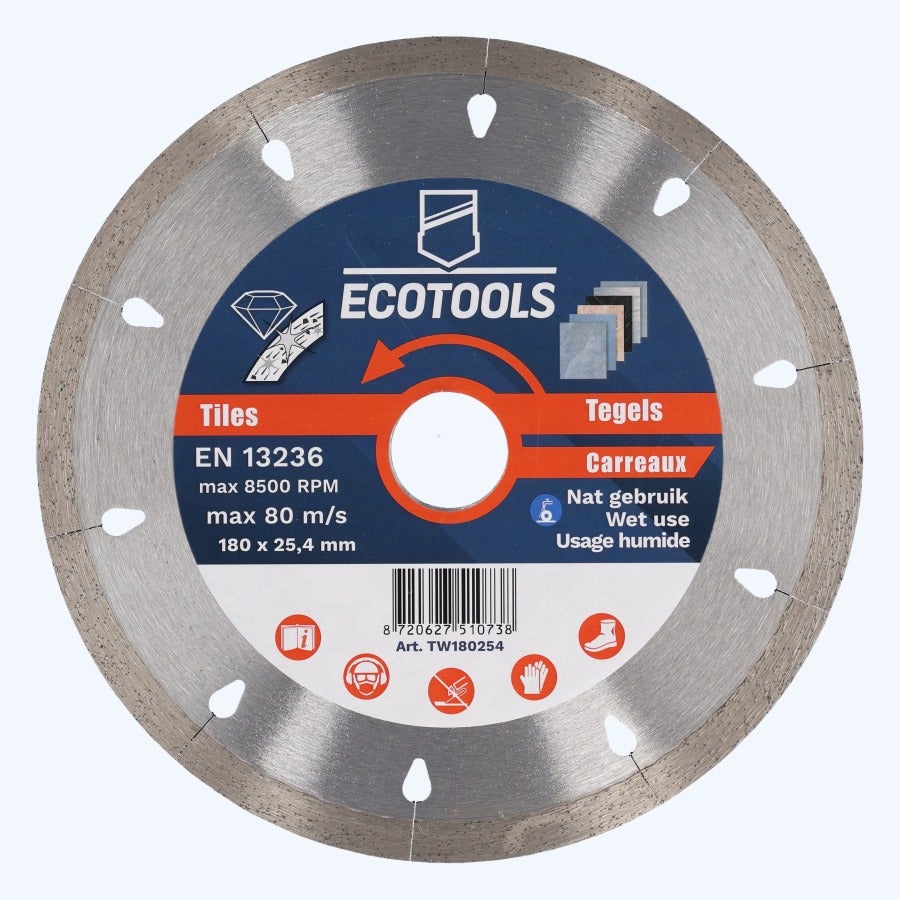 Diamantschijf tegels 180 x 25,4 mm (nat gebruik) Diamantschijf tegels 180 x 25,4 mm (nat gebruik)
