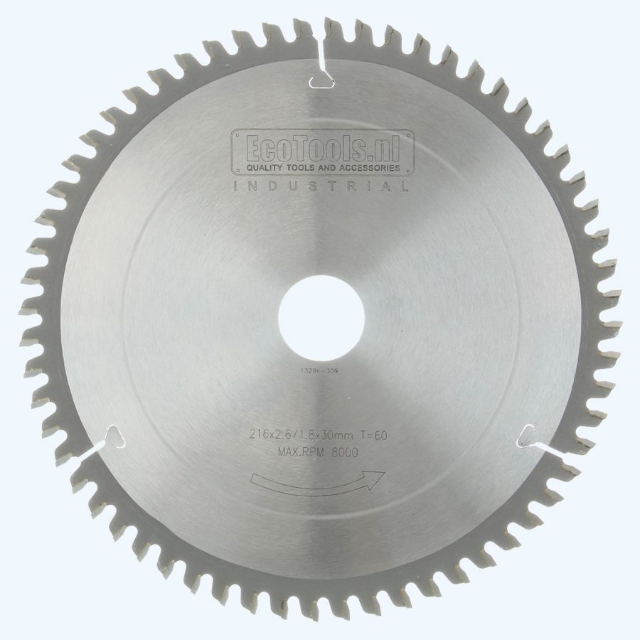 HM-zaagblad Industrial 216 x 30 mm T=60 (vlak-daktand) HM-zaagblad Industrial 216 x 30 mm T=60 (vlak-daktand)