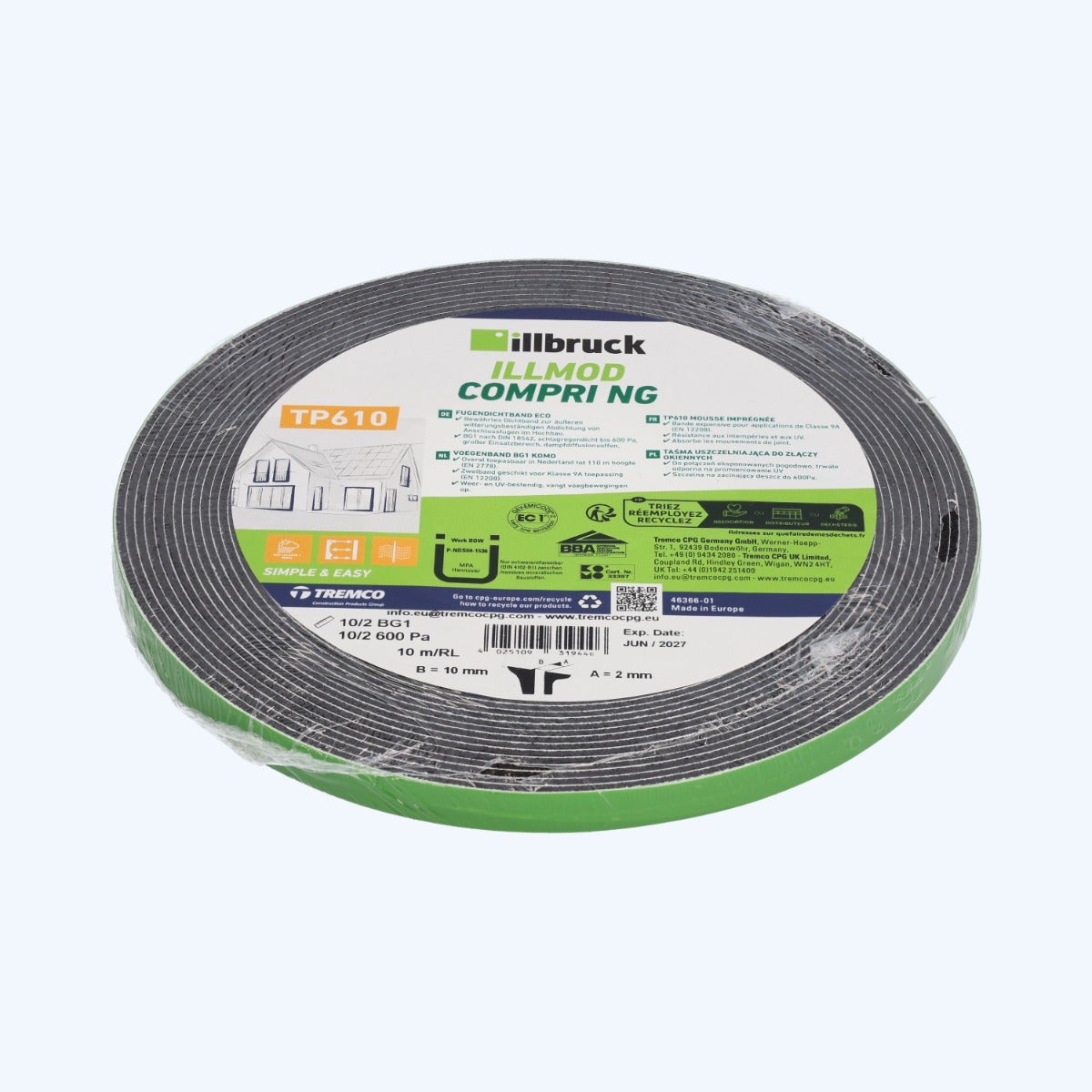 illbruck TP610 Kompriband 10 mm / Fuge 2 mm x 10 Meter illbruck TP610 Kompriband 10 mm / Fuge 2 mm x 10 Meter