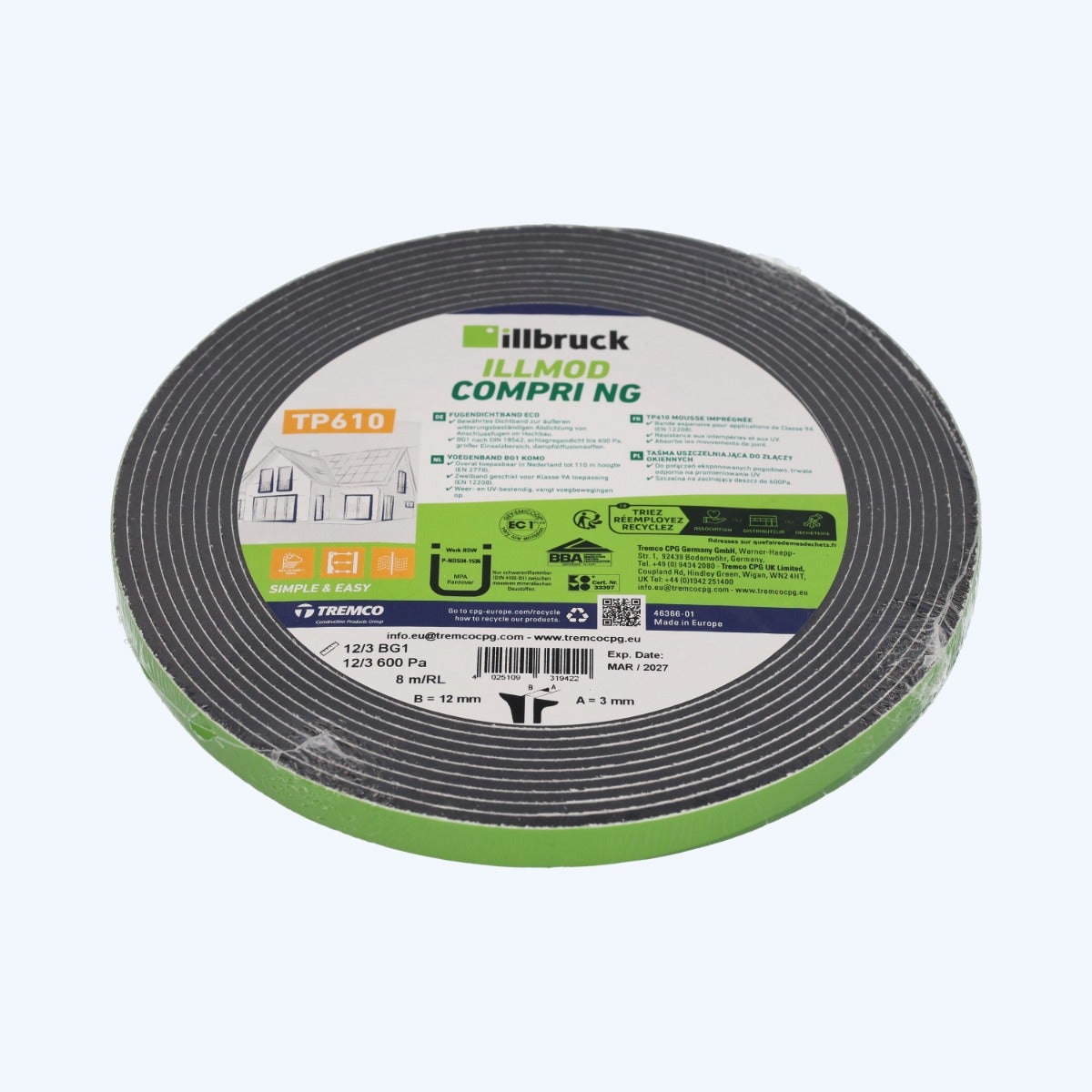 illbruck TP610 Kompriband 12 mm / Fuge 3 mm x 8 Meter illbruck TP610 Kompriband 12 mm / Fuge 3 mm x 8 Meter