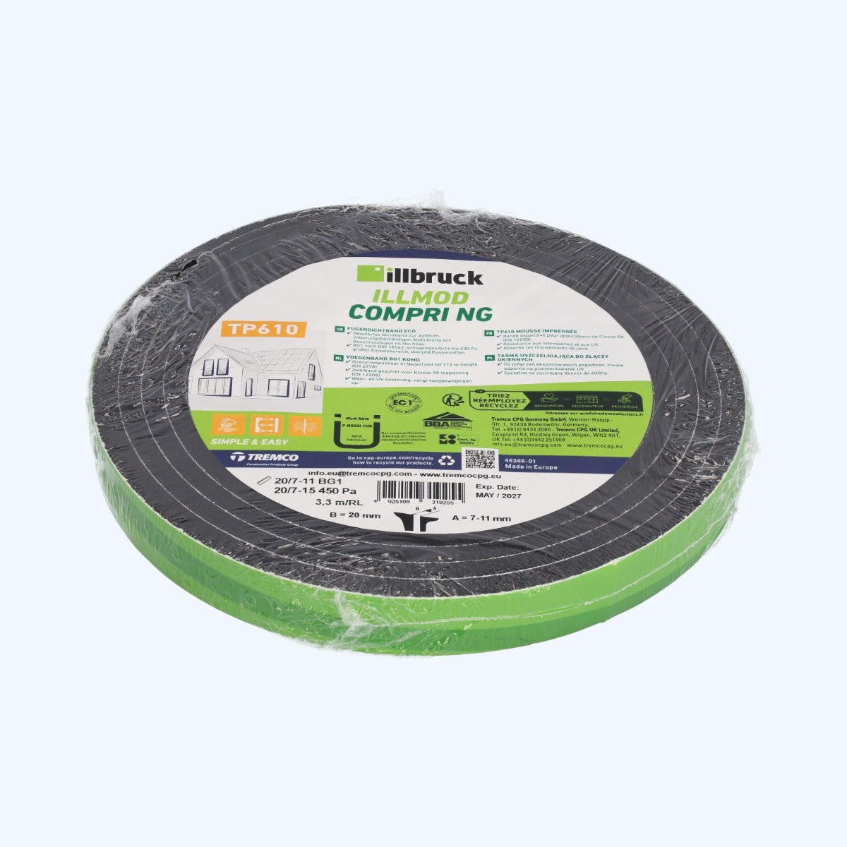 illbruck TP610 Kompriband 20 mm / Fuge 7-11 mm x 3,3 Meter illbruck TP610 Kompriband 20 mm / Fuge 7-11 mm x 3,3 Meter