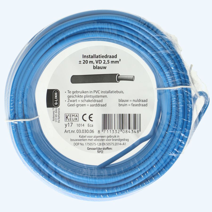 Installatiedraad 2,5mm² blauw 20 meter Installatiedraad 2,5mm² blauw 20 meter